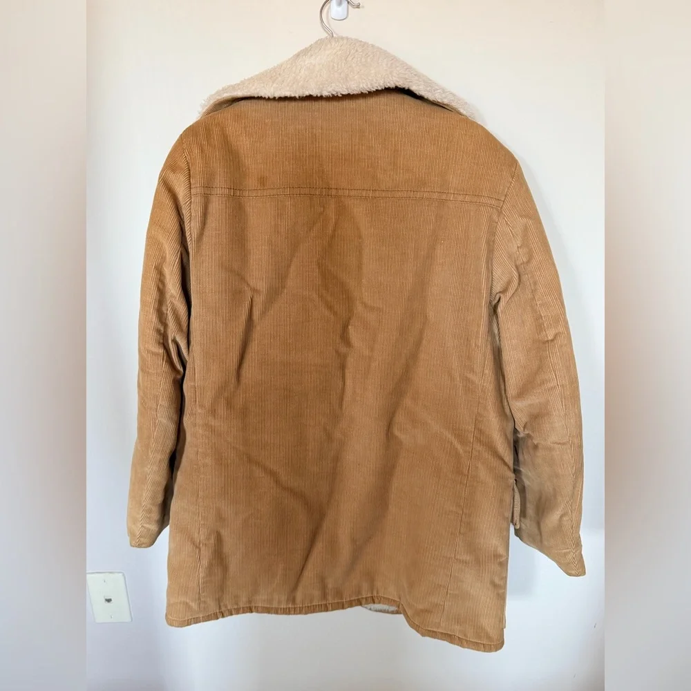 Vintage shearling corduroy coat tan men’s 40 M - Picture 8 of 9